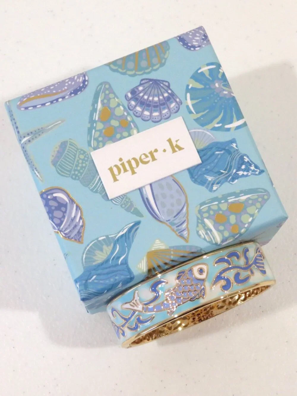 Piper K Hinged Koi Fish Bangle Braclet Enamel NIB